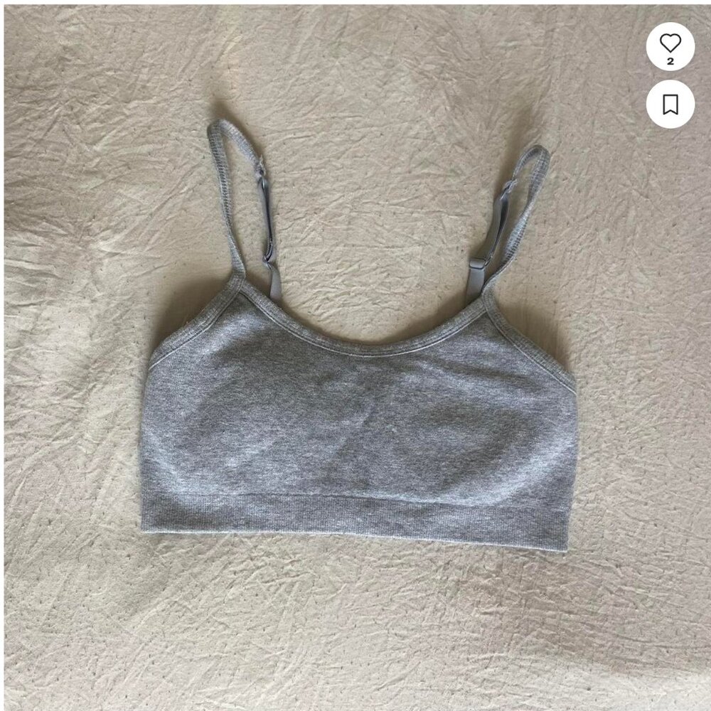 Aerie Grey Ribbed Sports Bra